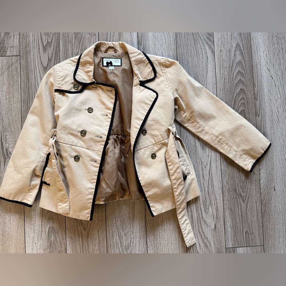 Janie and Jack Tan Double-Breasted Kids Jacket